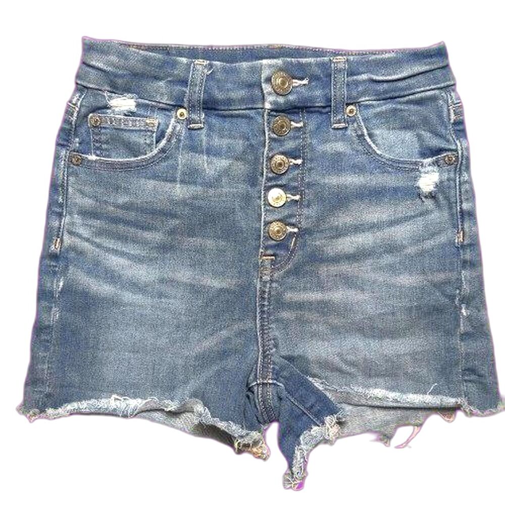 American Eagle Curvy Hi Rise Shortie Button Fly Women’s Size 0 Denim